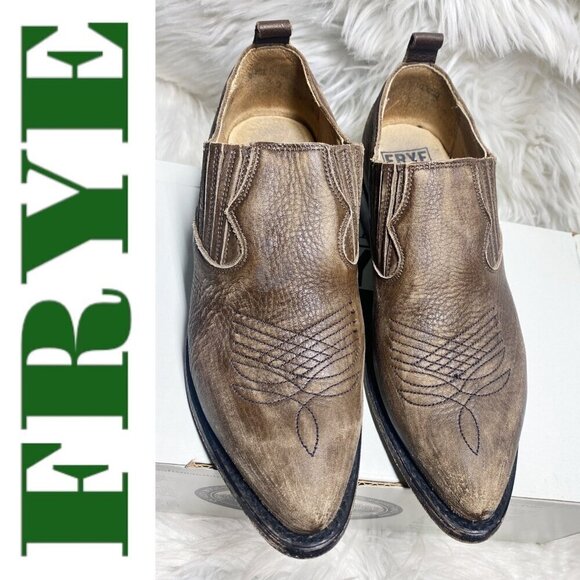 FRYE Billy Urban Cowboy Shootie Leather Slip On Charcoal Brown Gray, Size 6.5 - Picture 15 of 15